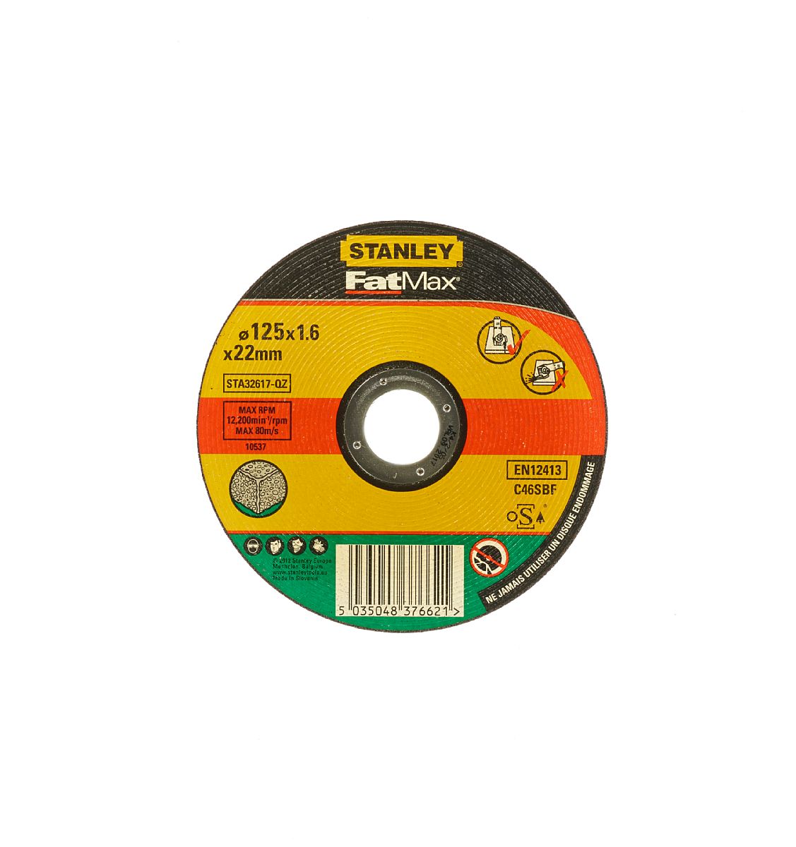 Kotúč rezný na kameň pr.125×1,6×22mm plochý FATMAX STA32617