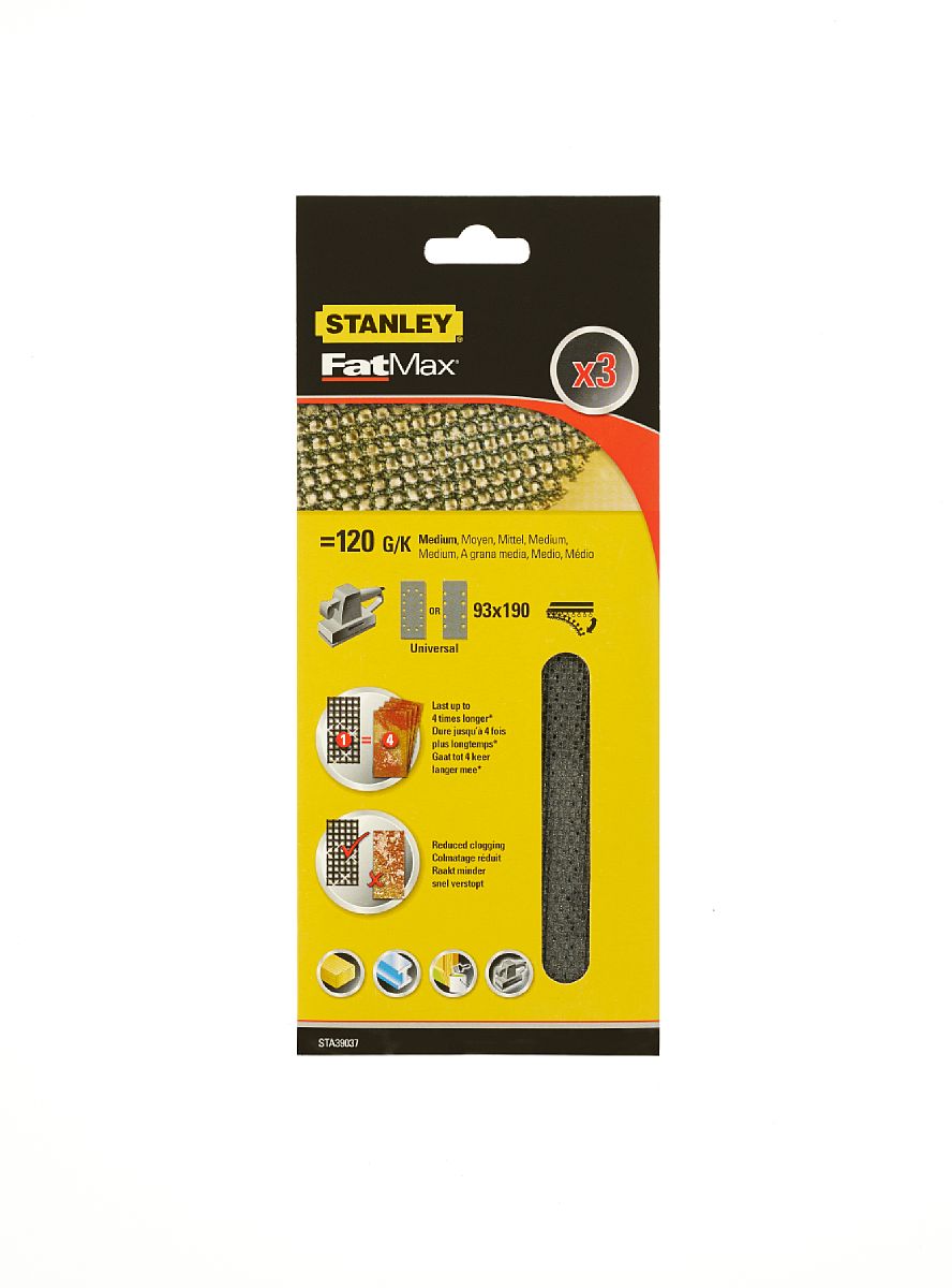 Mriežka brúsna, 93x190mm, suchý zips, P120, 3ks FATMAX STA39037