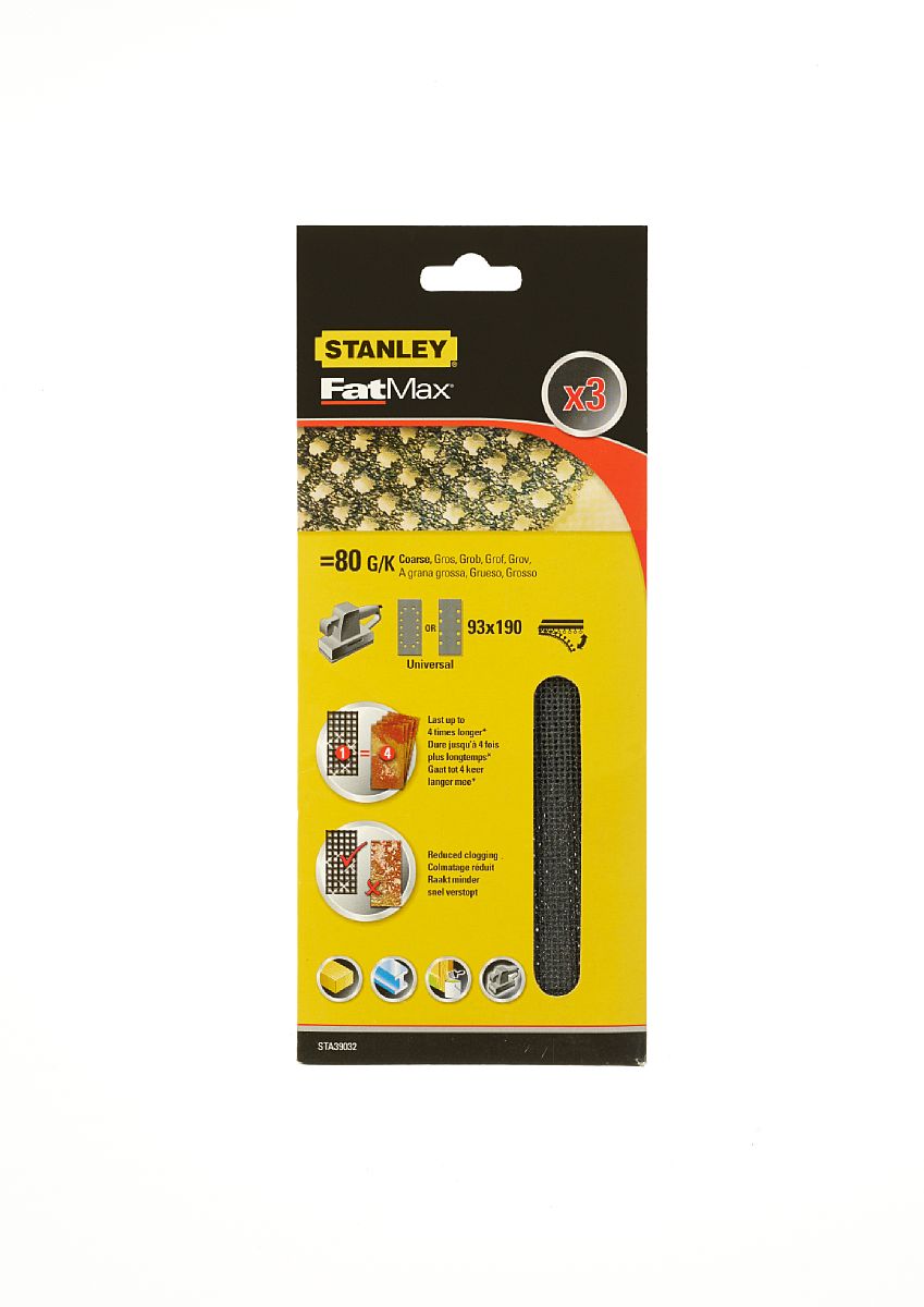 Mriežka brúsna, 93x190mm, suchý zips, P80, 3ks FATMAX STA39032