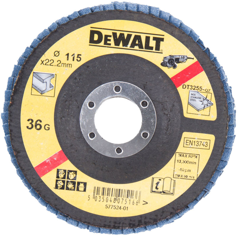 Kotúč brúsny lamelovací na kov 115x22,2mm 36G Typ29 vypuklý DEWALT DT3255