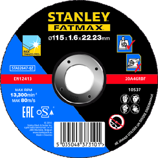 Kotúč rezný na nerez pr.115×1,6×22mm, plochý FATMAX STA32647