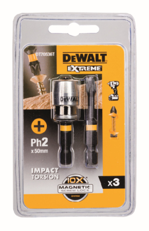 Nástavec pre rázové uťahovače 57mm PH2 (2ks) + magnetický držiak DEWALT DT70536T