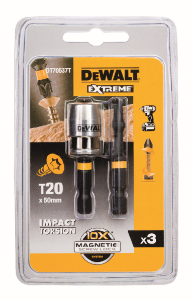 Nástavec pre rázové uťahovače 57mm T20 (2ks) + magnetický držiak DEWALT DT70537T