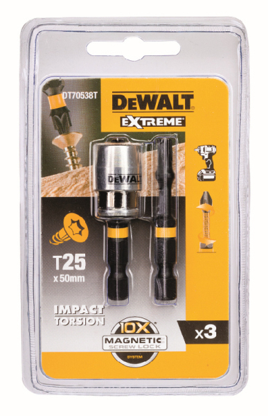 Nástavec pre rázové uťahovače 57mm T25 (2ks) + magnetický držiak DEWALT DT70538T
