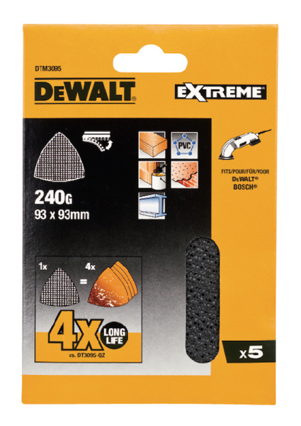 Sieťovina brúsna 93x93mm P240 suchý zips 5ks DWE315/DCS355/DCS356/D26430 DEWALT DTM3095