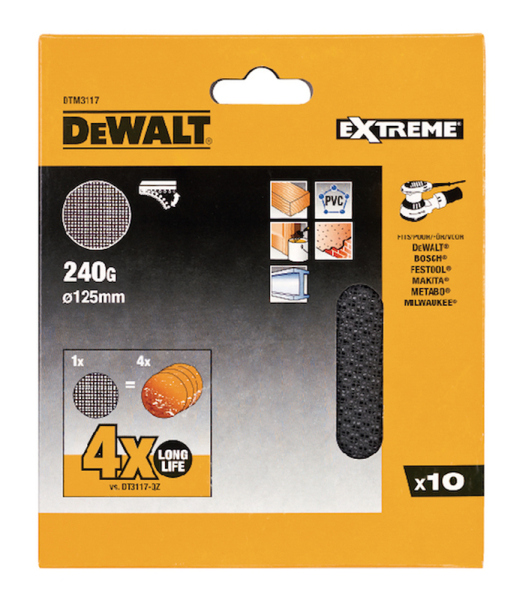 Sieťovina brúsna o125mm P240 suchý zips 10ks DWE6423/DCW210/D26453 DEWALT DTM3117