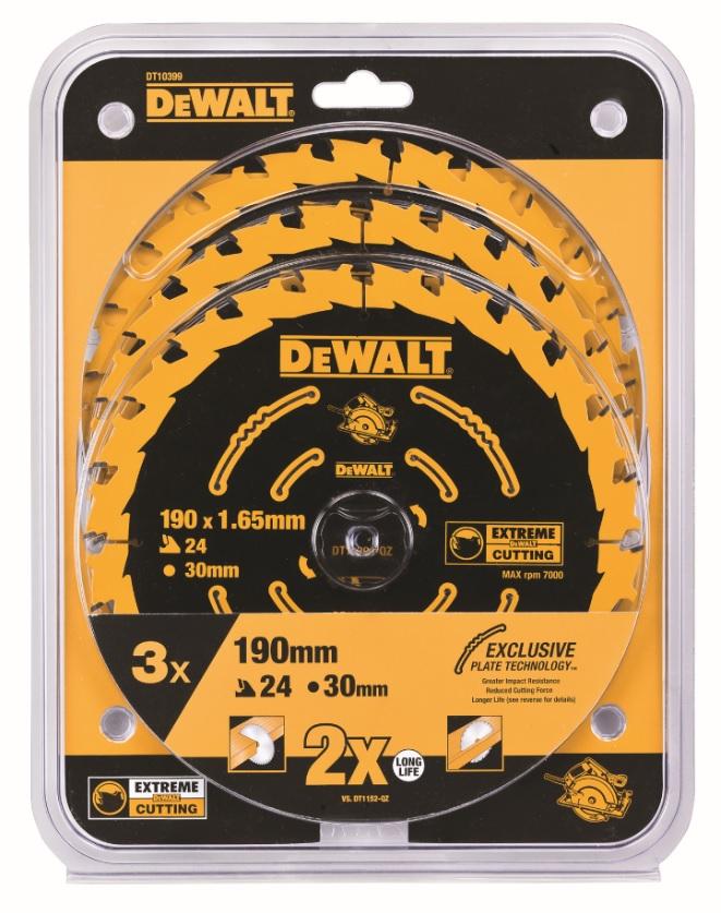 Set 3x kotúč pílový EXTREME 190x30x1,65mm 24z (pre DWE575K/DWE576K) DEWALT DT10399