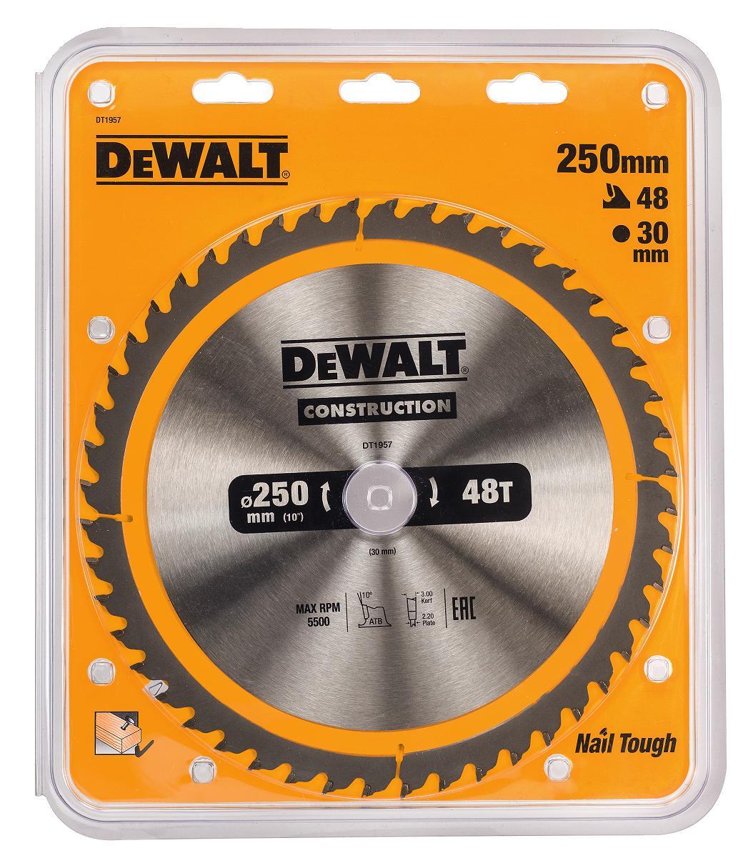 Kotúč pílový 250 × 30 mm, 48 zubov, ATB 10°, univerzálny rez DEWALT DT1957