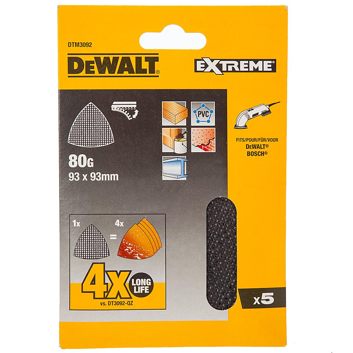Sieťovina brúsna 93x93mm P80 suchý zips 5ks DWE315/DCS355/DCS356/D26430 DEWALT DTM3092