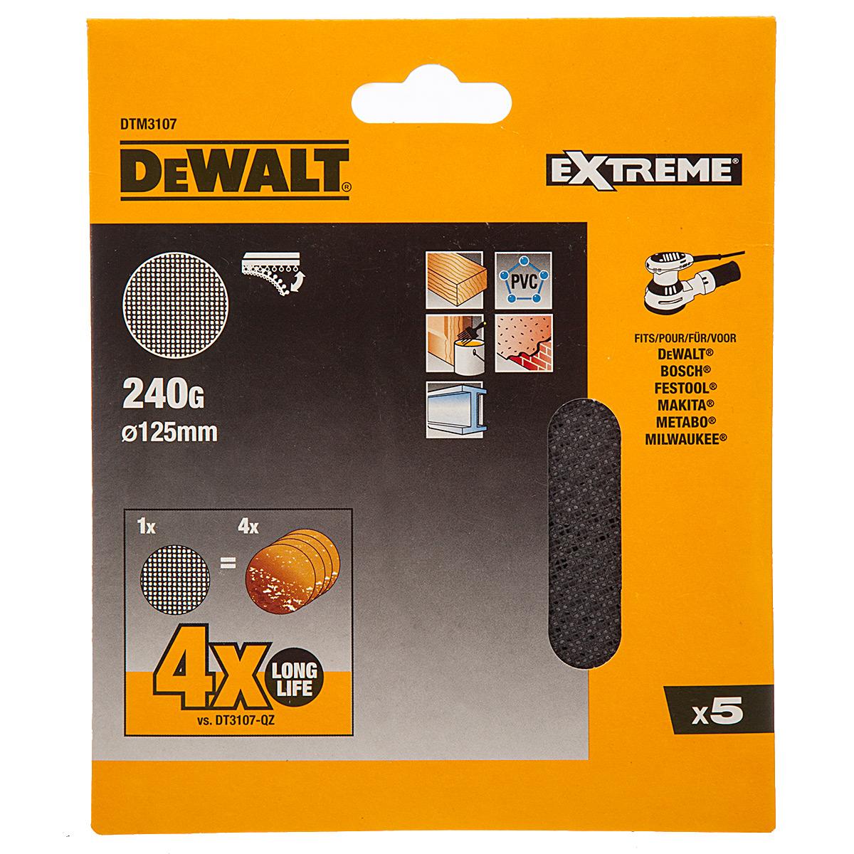 Sieťovina brúsna o125mm P240 suchý zips 5ks DWE6423/DCW210/D26453 DEWALT DTM3107