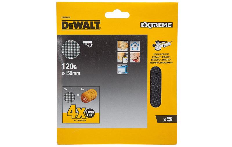 Sieťovina brúsna o150mm P120 suchý zips 5ks D26410/DW443 DEWALT DTM3125