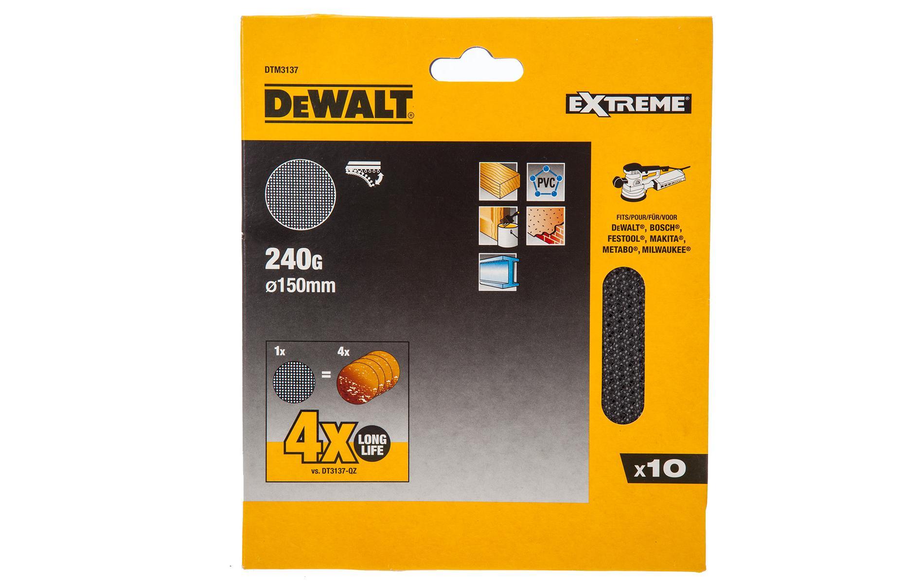 Sieťovina brúsna o150mm P240 suchý zips 10ks D26410/DW443 DEWALT DTM3137