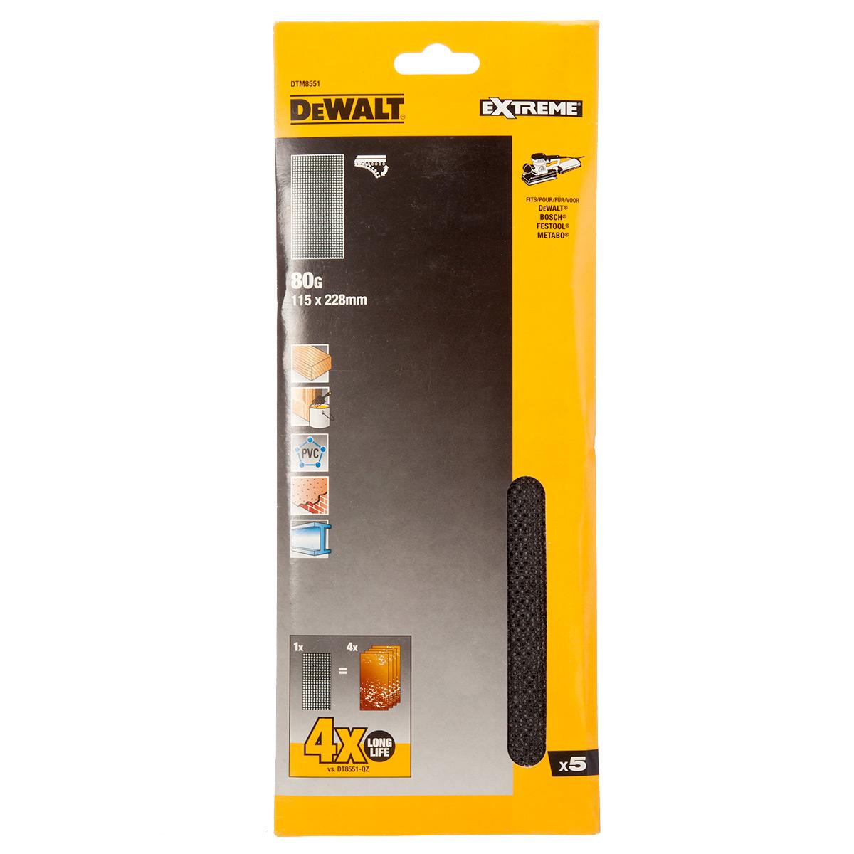 Sieťovina brúsna 115x228mm P80 suchý zips 5ks D26420/D20421 DEWALT DTM8551