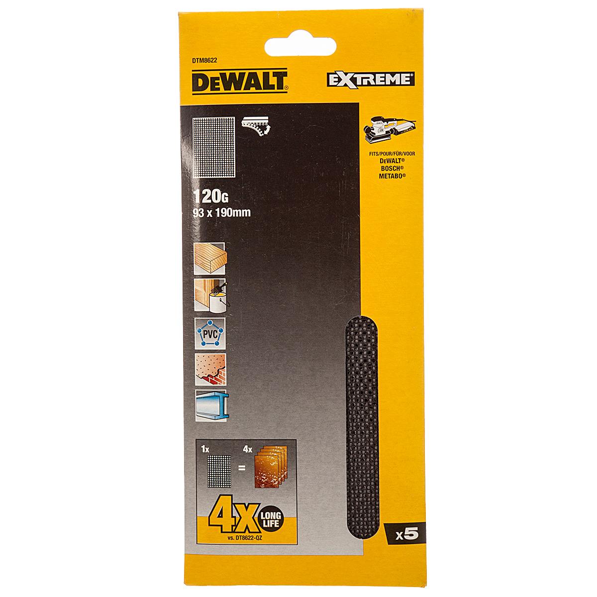 Sieťovina brúsna 93x190mm P120 suchý zips 5ks D26422 DEWALT DTM8622