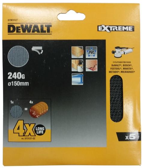 Sieťovina brúsna o150mm P240 suchý zips 5ks D26410/DW443 DEWALT DTM3127
