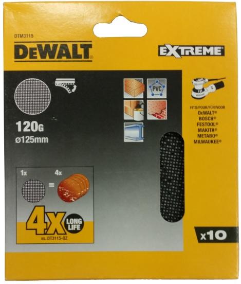 Sieťovina brúsna o125mm P120 suchý zips 10ks DWE6423/DCW210/D26453 DEWALT DTM3115