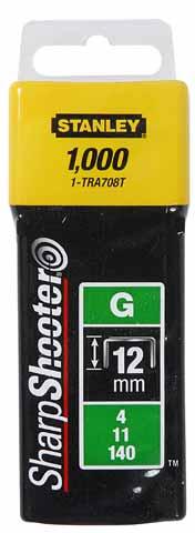 Spony pre vysoké zaťaženie 12mm (1/2") typ G 4/11/140 1000ks STANLEY 1-TRA708T
