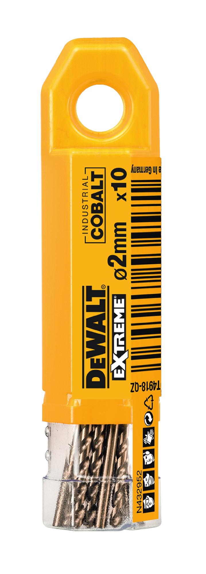 Sada vrtákov do kovu Extreme® HSS-E Cobalt 2,0x49mm 10ks DEWALT DT4918
