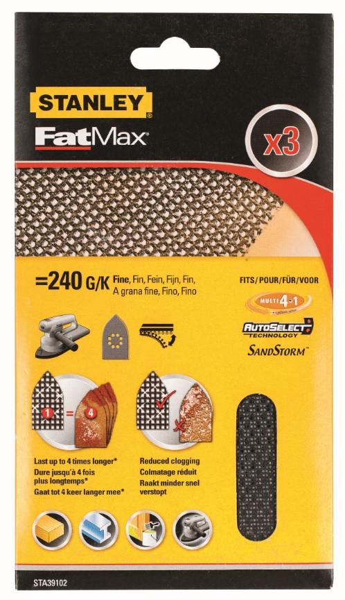 Mriežka brúsna na multibrúsku, suchý zips, P240, 3ks FATMAX STA39102