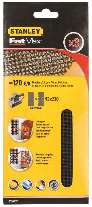 Mriežka brúsna, 93x230mm, P120, 3ks FATMAX STA39057