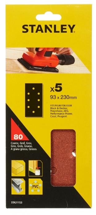 Papier brúsny dierovaný 93x230mm P80, 5ks, pre B+D, AEG FATMAX STA31153