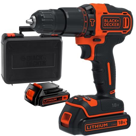 Vŕtačka príklepová 18V 2x1,5Ah +kufrík Black and Decker BDCHD18KB