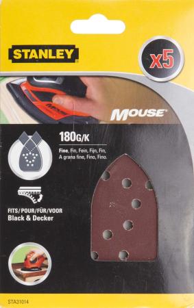 Papier brúsny dierovaný Mouse P180 suchý zips 5ks pre B+D FATMAX STA31014