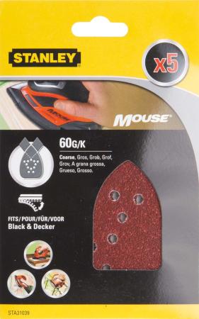 Papier brúsny dierovaný Mouse P60 suchý zips 5ks pre B+D FATMAX STA31039