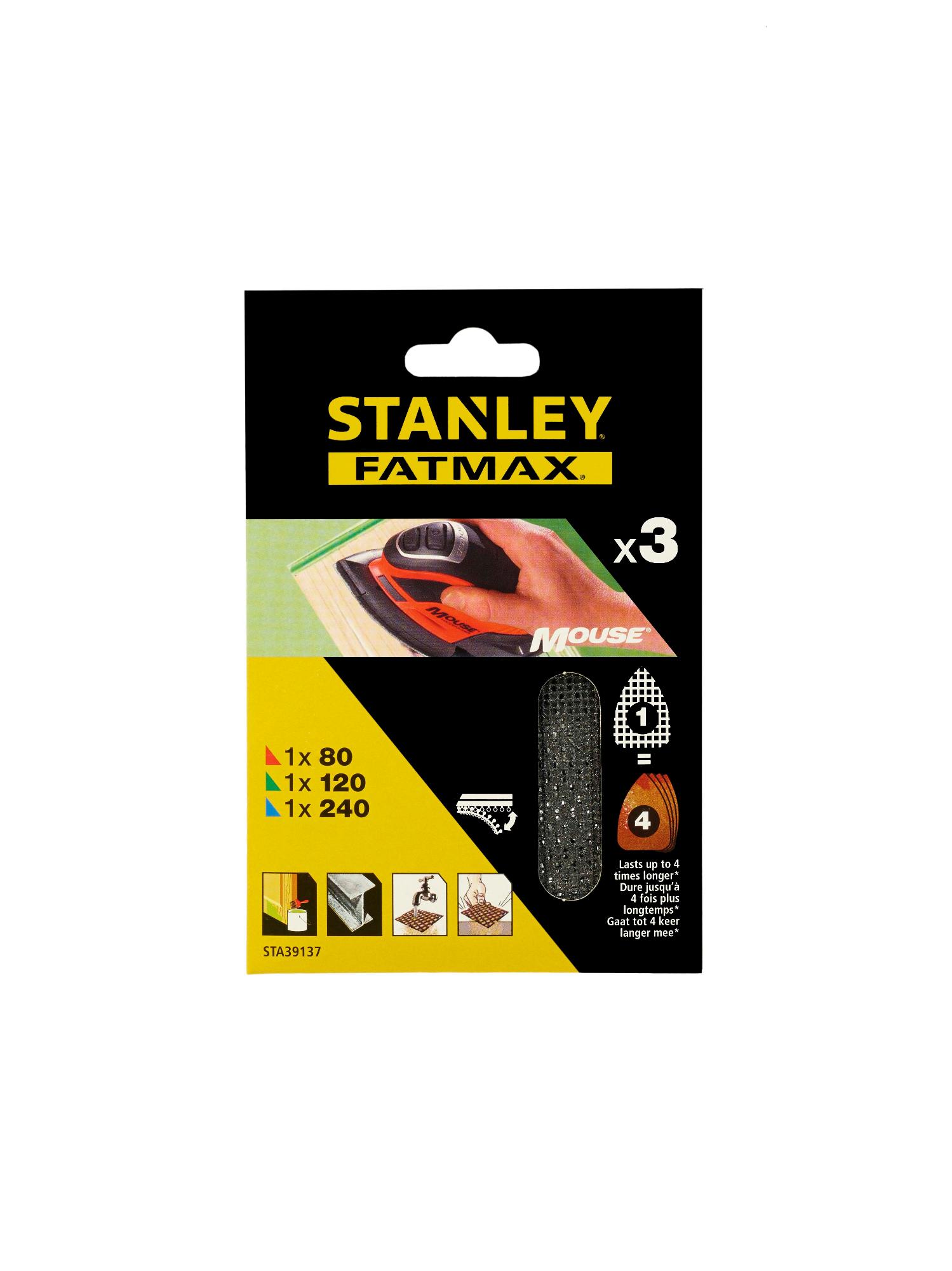 Mriežka brúsna Mouse (žehličkový tvar) 1xP80, 1xP120, 1xP240, suchý zips FATMAX STA39137