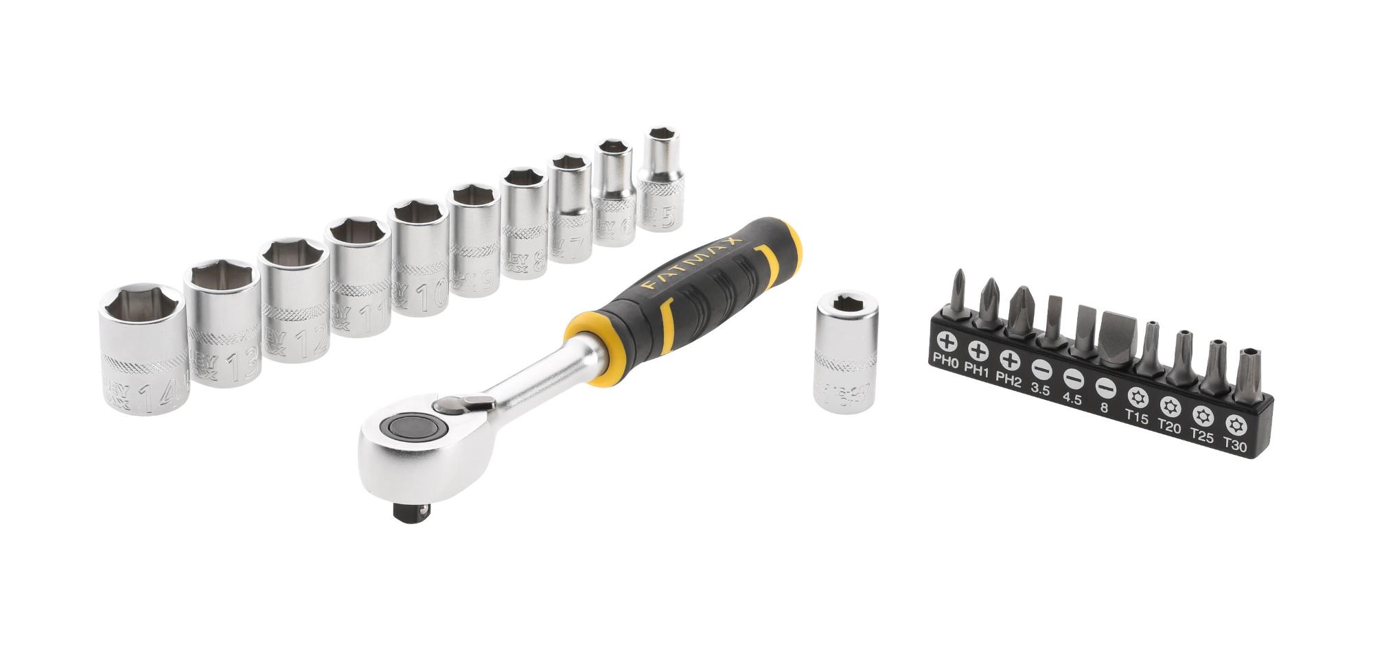 Sada račne 1/4" s 12 hrannými hlavicami a bitmi 11 dielna FatMax® 120 zubov STANLEY FMMT82679-0