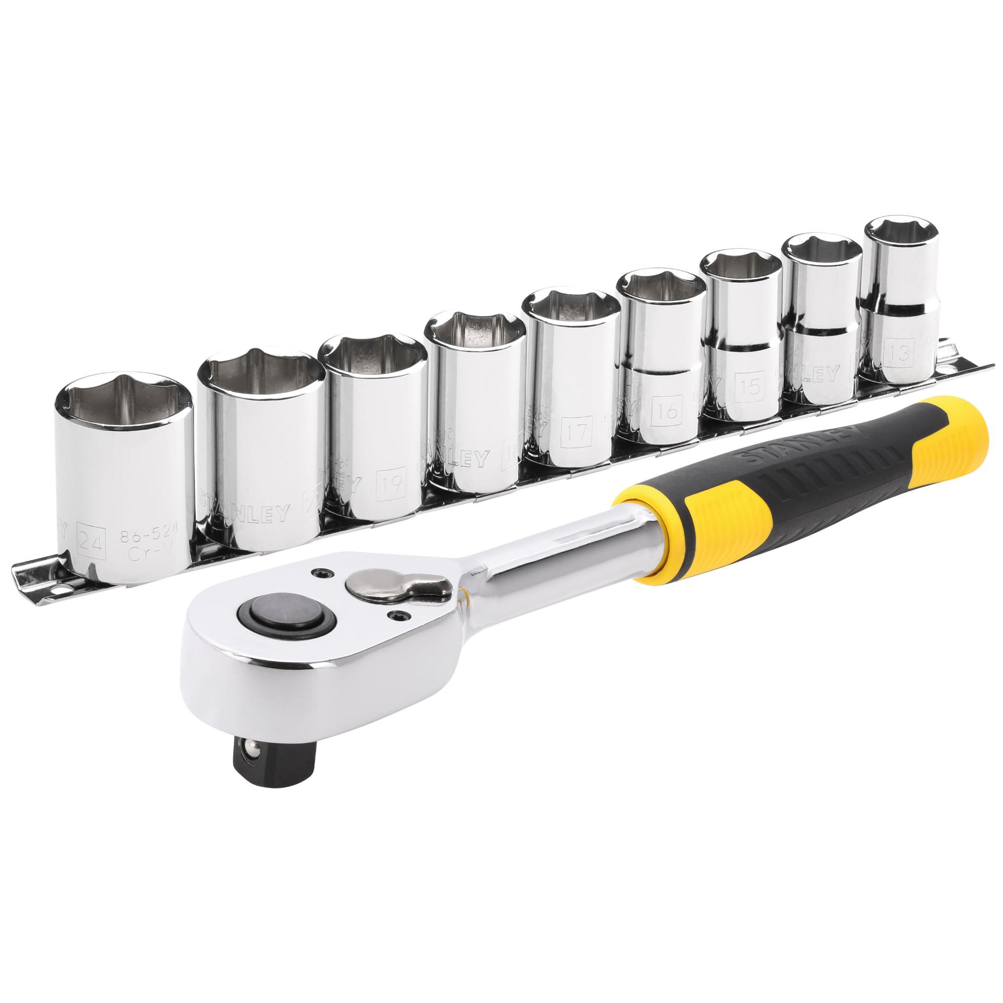 Sada račne 10 dielna 1/2" s 12 hrannými hlavicami 72 zubov (13 - 24 mm) STANLEY STMT82671-0