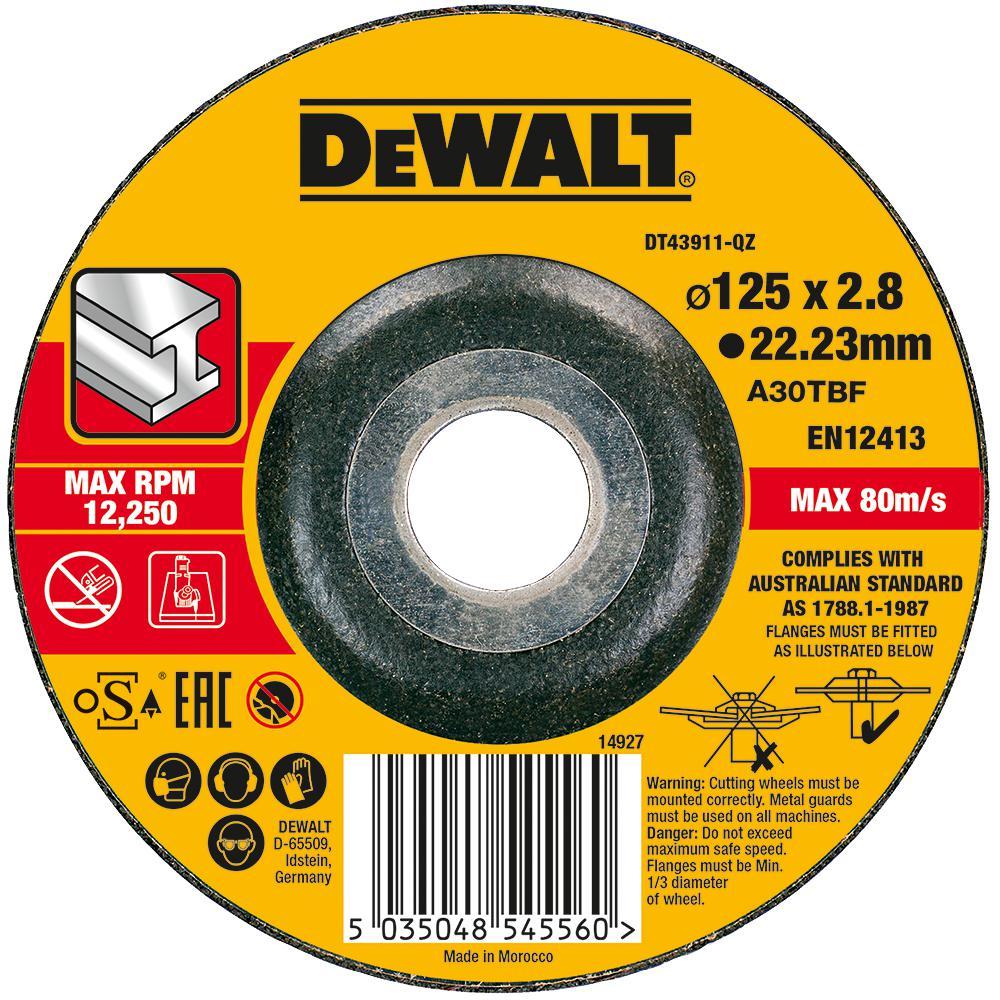 Kotúč rezný na kov vypuklý 125x3,0mm Typ27 (25ks/bal) DEWALT DT43911