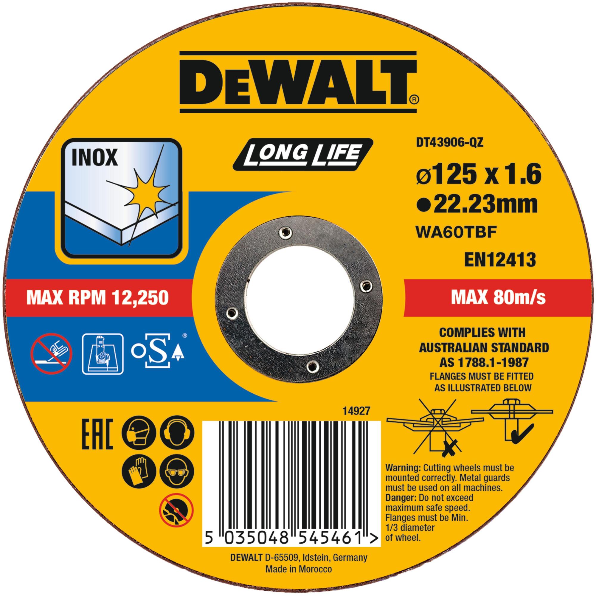 Kotúč rezný na nerez 125x1,6mm Typ1 (25ks/bal.) DEWALT DT43906