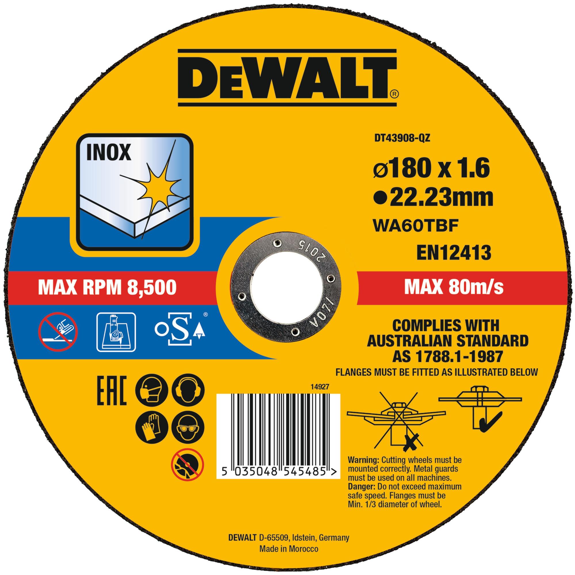Kotúč rezný na nerez 180x1,6mm Typ1 (25ks/bal.) DEWALT DT43908