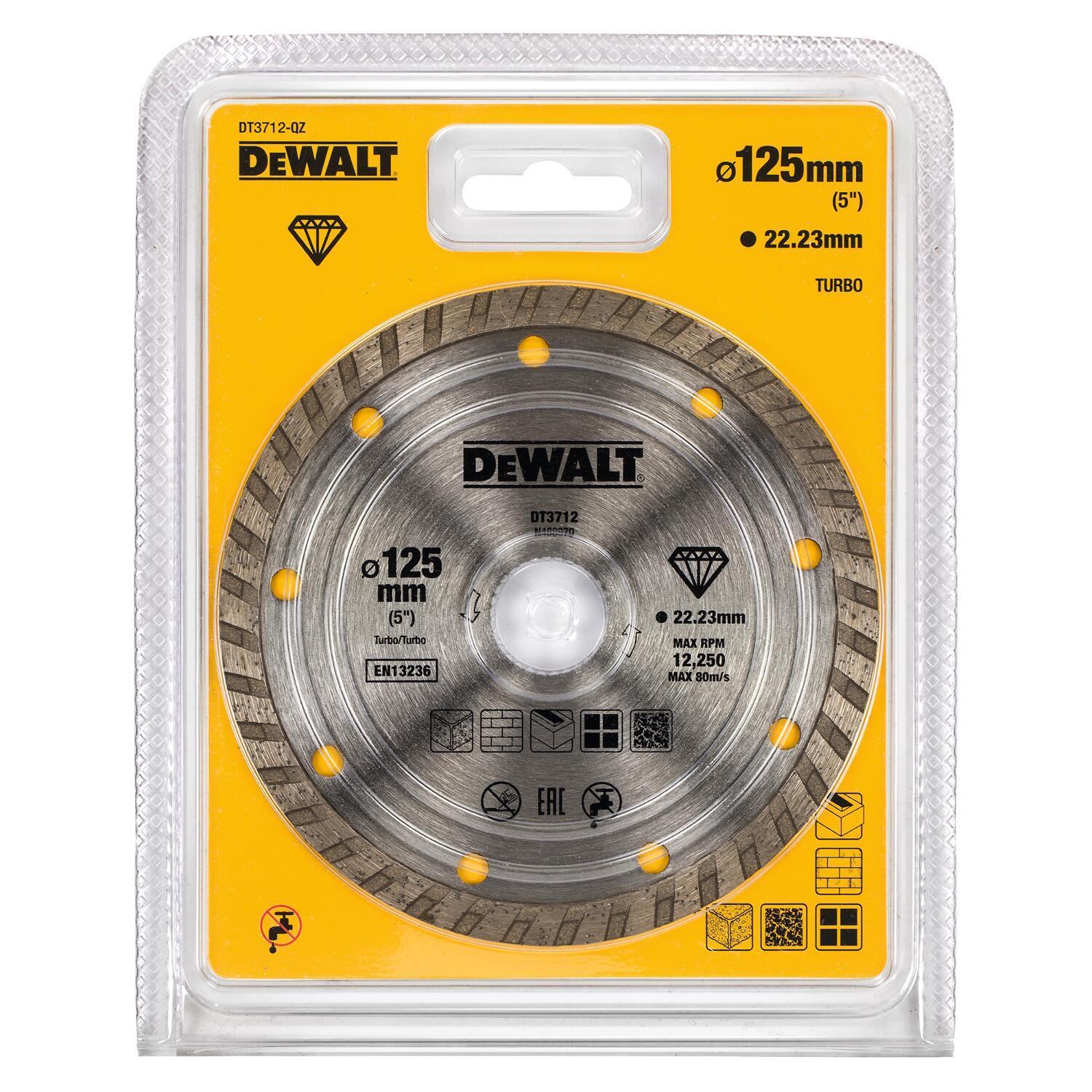 KOTÚČ DELIACI DIAM. 125x22,2mm TURBO REZANIE MRAMOR DEWALT DT3712