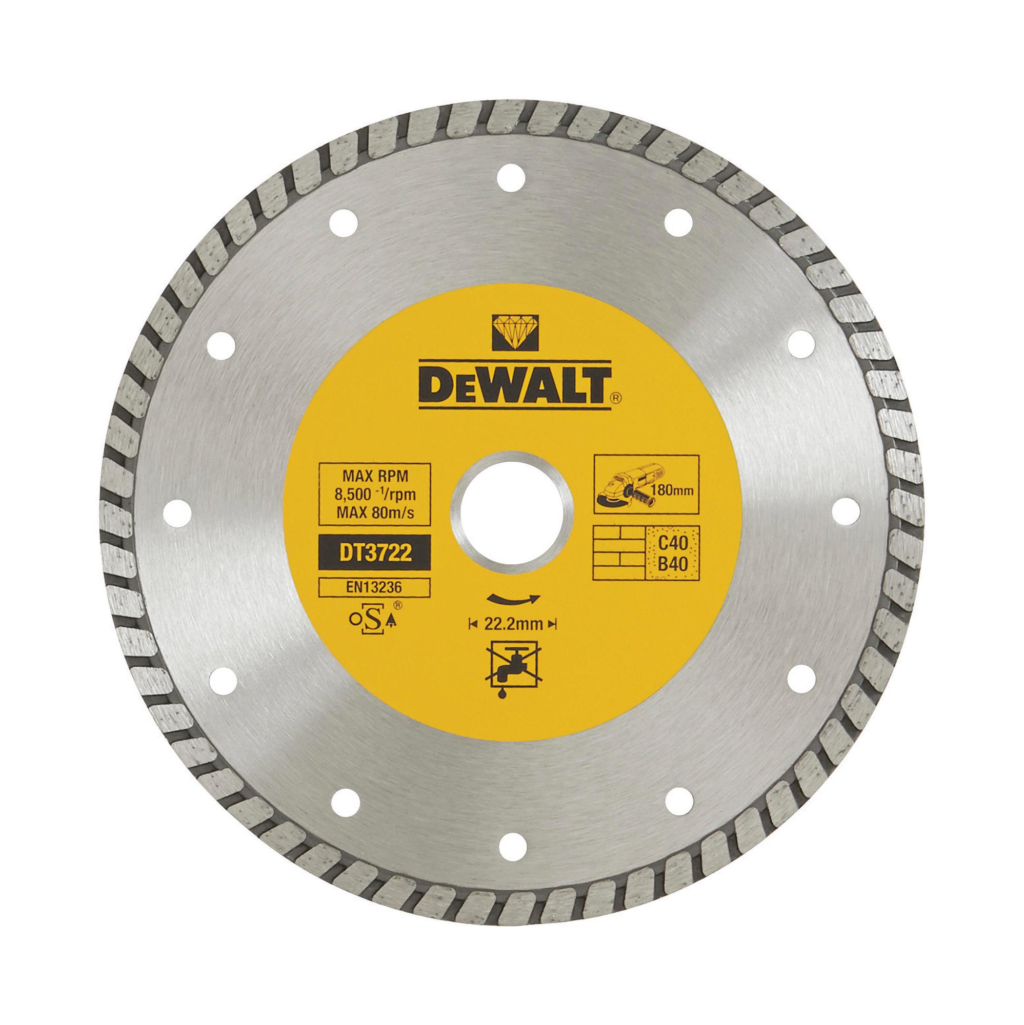 KOTÚČ DELIACI DIAM. 180x22,2mm TURBO REZANIE MRAMOR DEWALT DT3722