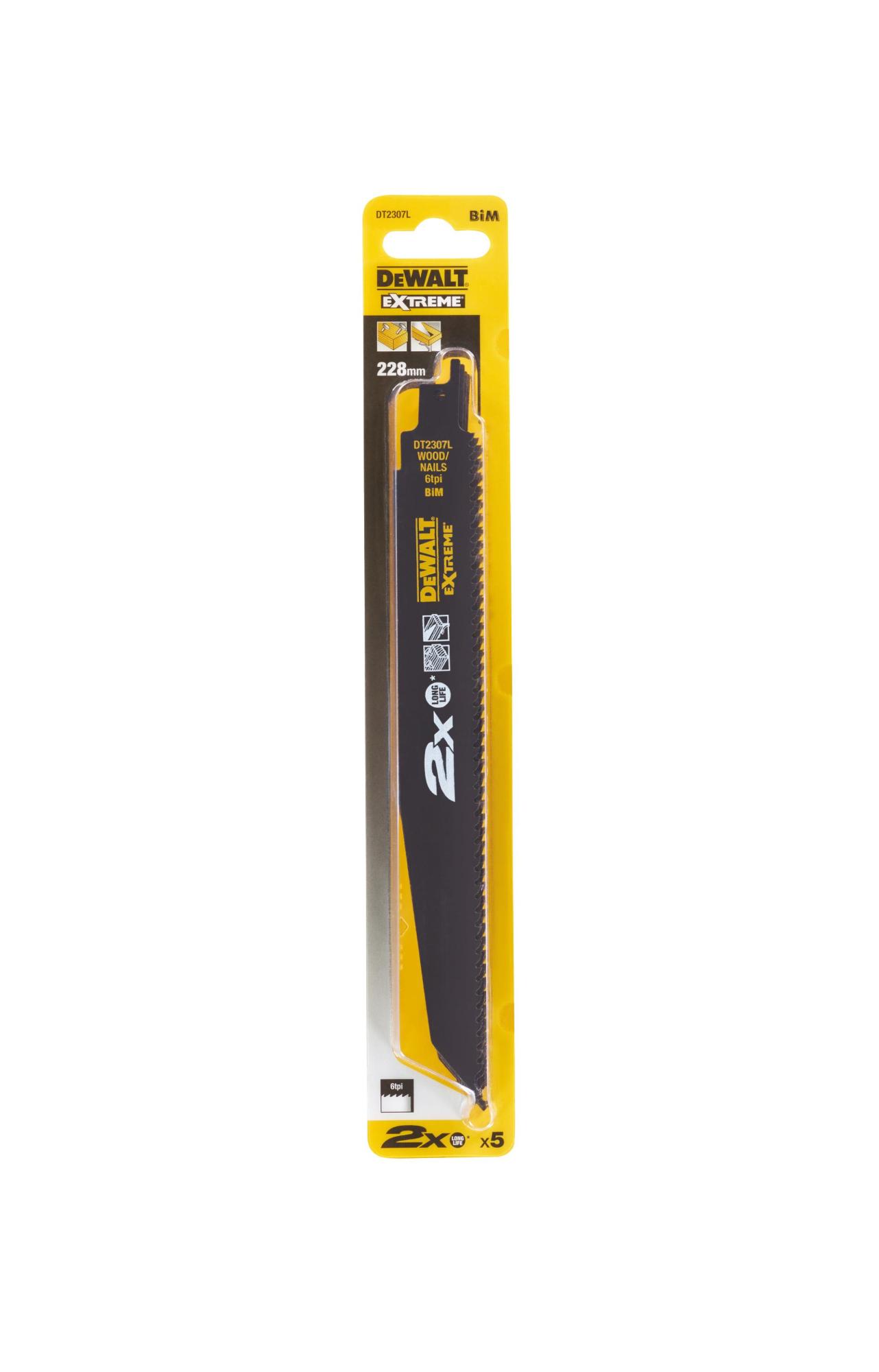 List pílový na drevo 228mm EXTREME DEMOLITION pre mečové píly 5ks DEWALT DT2307L