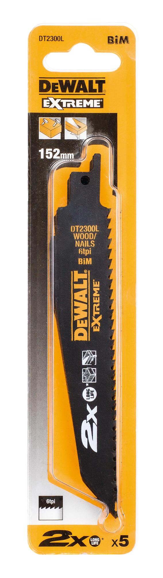 List pílový na drevo 152mm EXTREME pre mečové píly 5ks DEWALT DT2300L