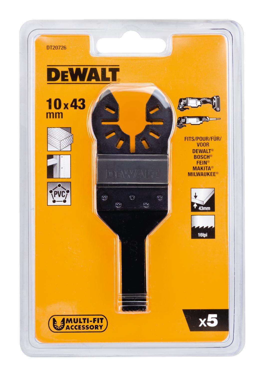 Sada pilových listov bimetal 43x10mm na rezanie detailov 5ks (DT20706) DEWALT DT20726