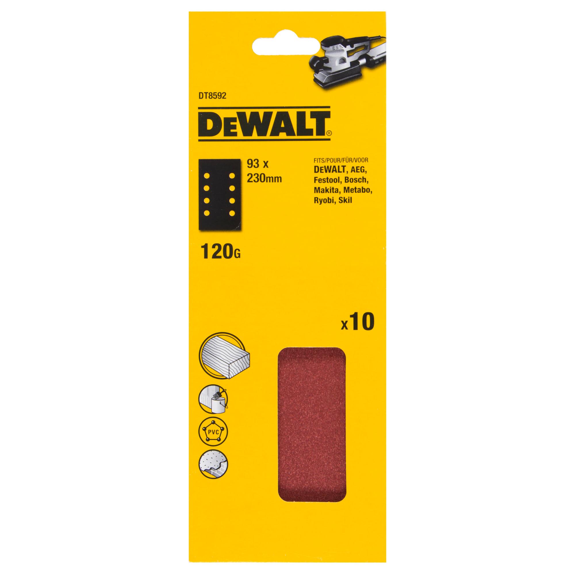 Papier brúsny 93x230mm P120 8 dier 10ks D26422 DEWALT DT8592