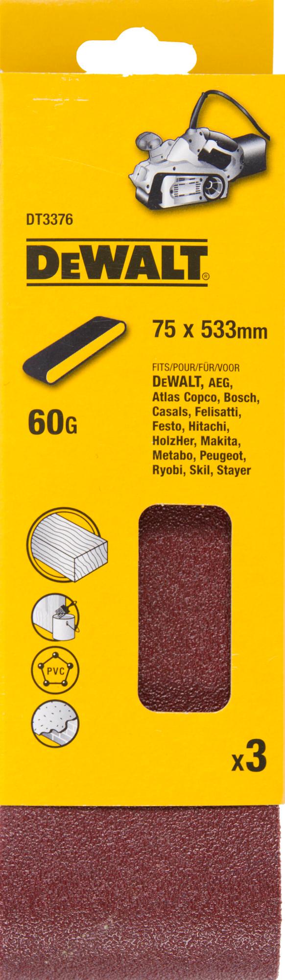 Pás brúsny 75x533mm K60 3ks DCW220 DEWALT DT3376
