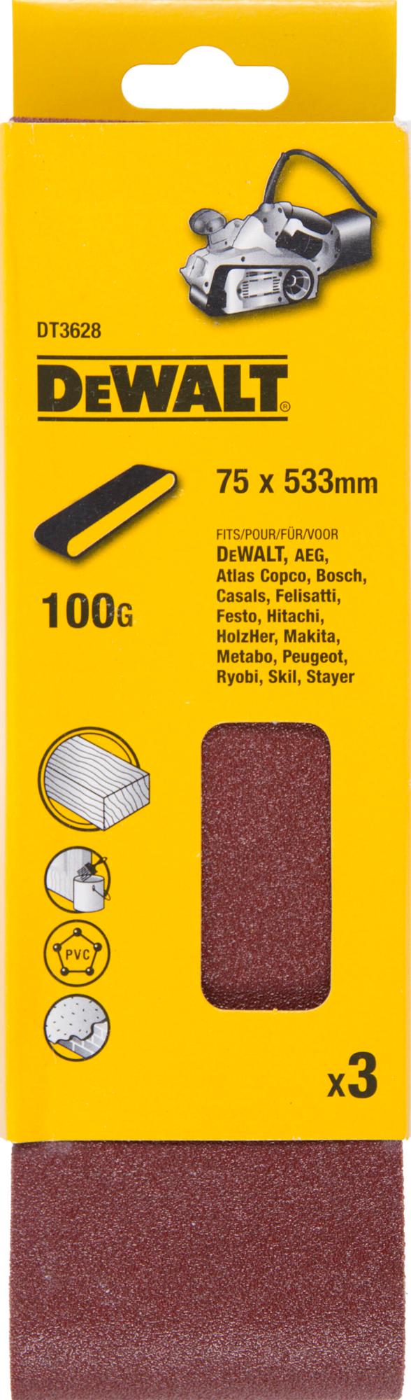 Pás brúsny 75x533mm P100 3ks DCW220 DEWALT DT3628