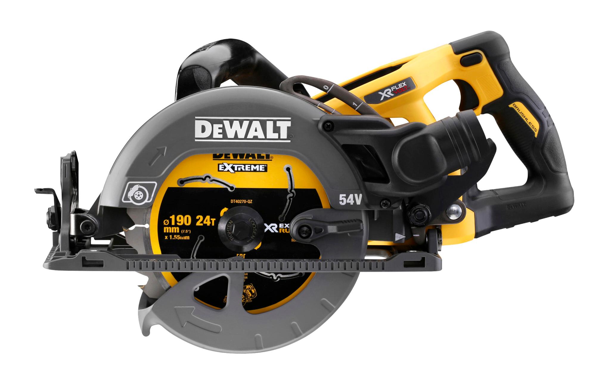 Píla kotúčová 190mm 54V Flexvolt 2400W bez AKU DEWALT DCS577N