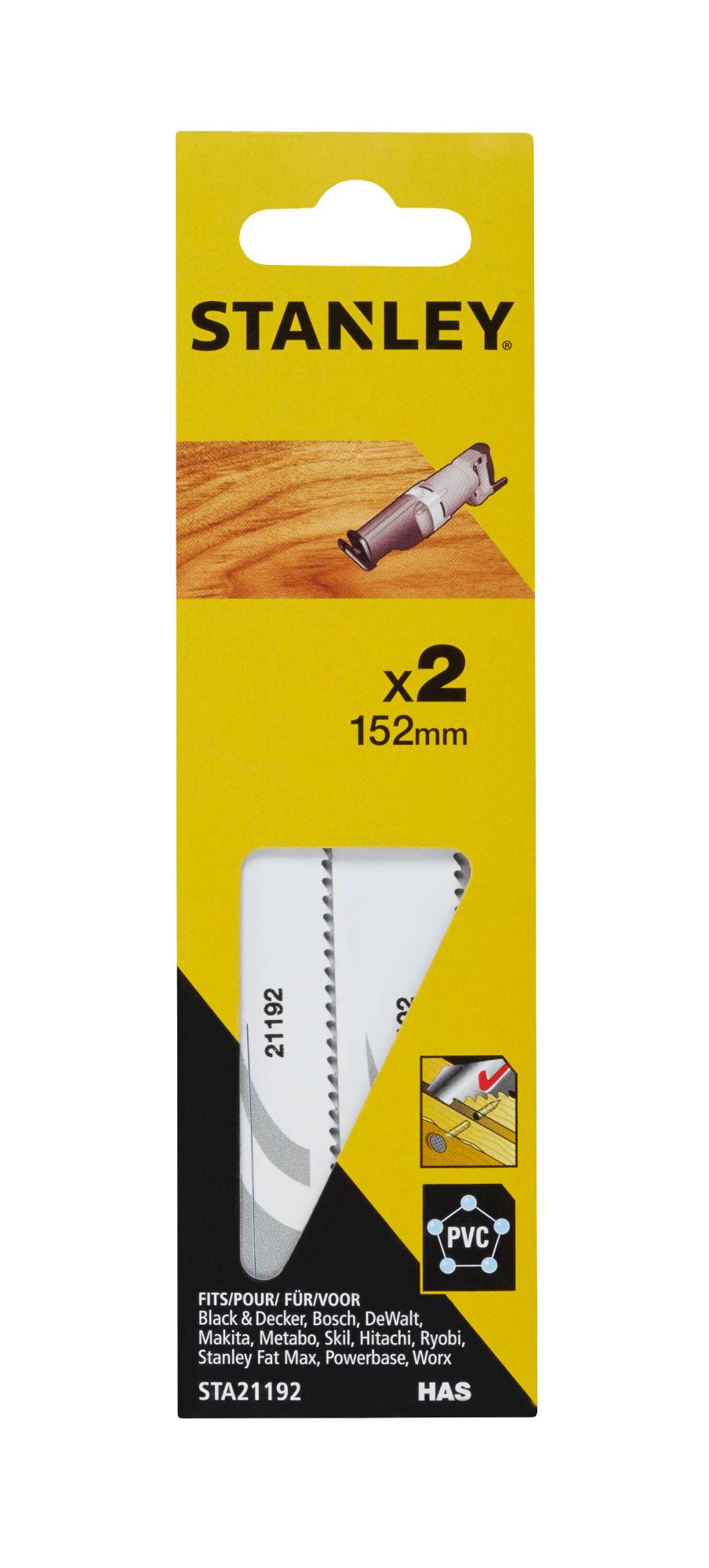 List pílový HAS, na drevo, drevo s klincami a plasty na mečovú pílu, dl. 152mm, rozstup 2,5mm 2ks FATMAX STA21192