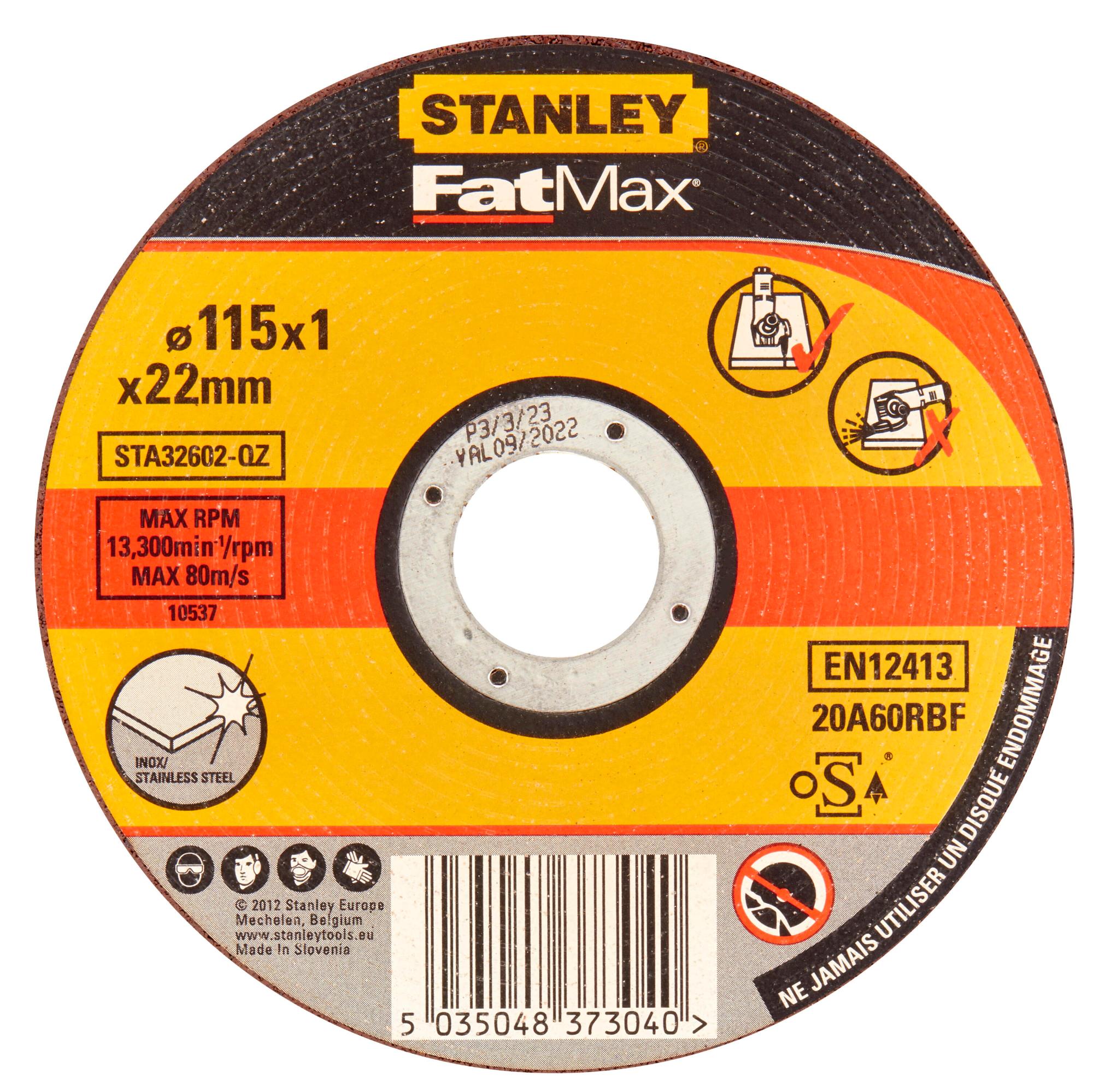 Kotúč rezný na nerez oceľ pr.115x22,2mm, hr.1,0mm, 1ks FATMAX STA32602