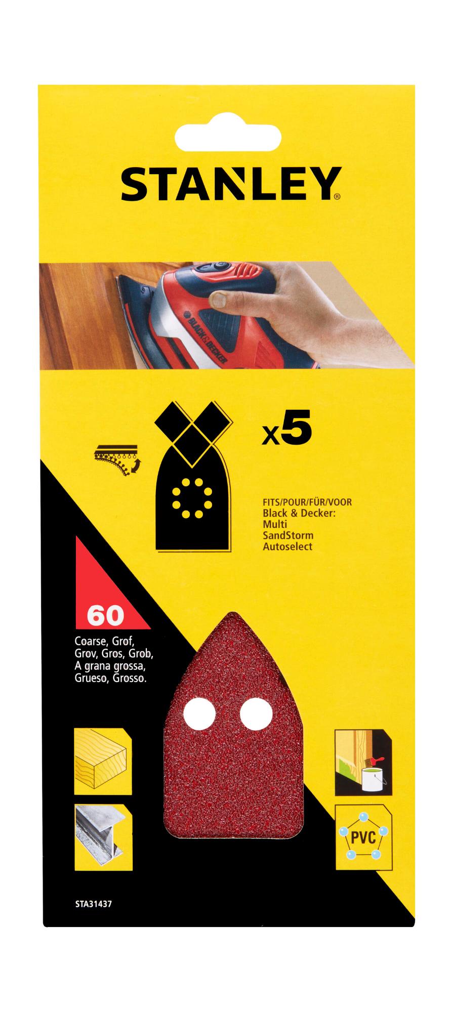 Papier brúsny na multibrusku žehlič. tvar dierov., P60, 5ks, suchý zips, pre B+D FATMAX STA31437