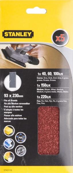 Papier brúsny nedierovaný 93x230mm 1x P40-P60-1P00-P150-P220 FATMAX STA31116