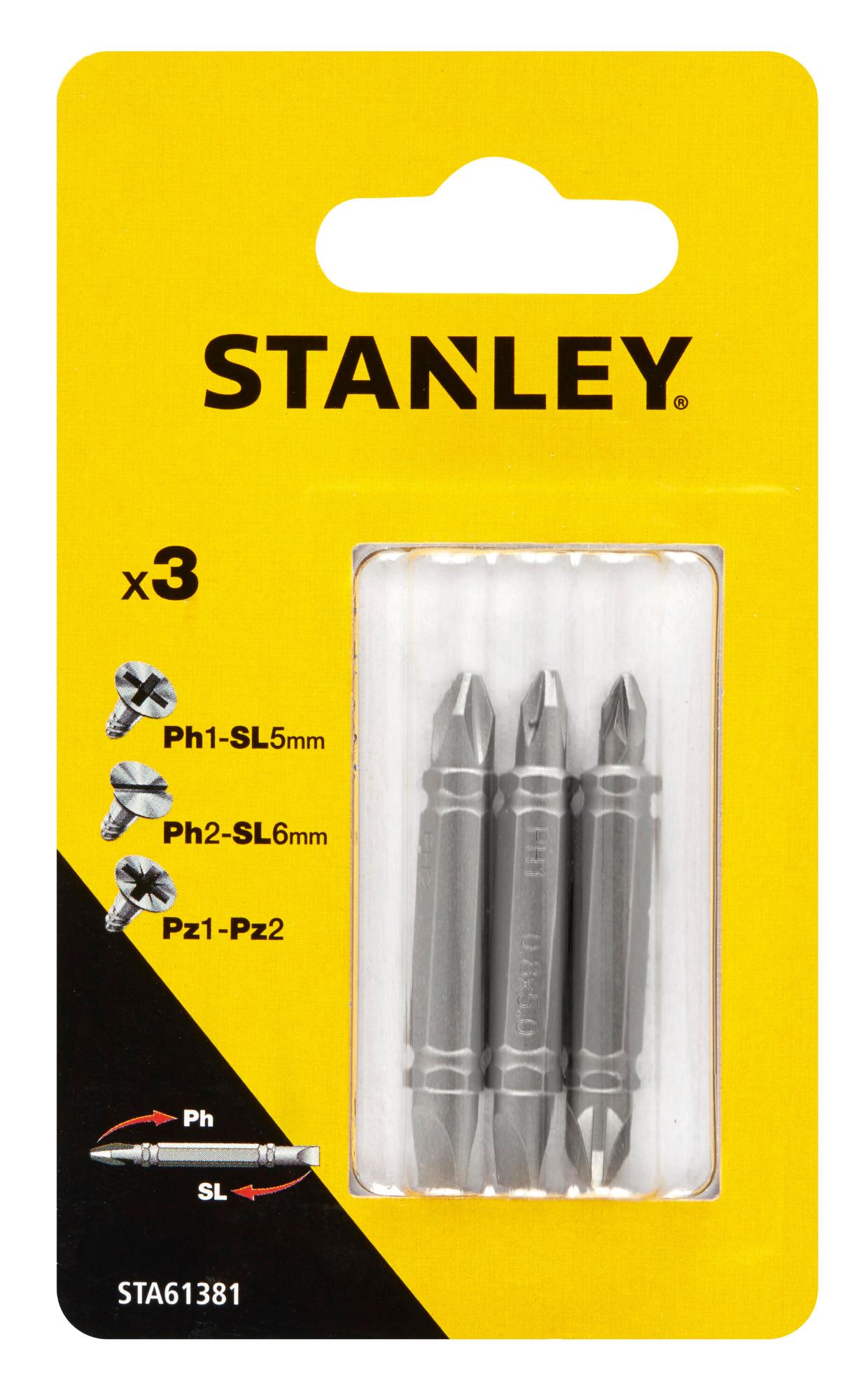 Bit skrutkovací obojstranný, sada 3ks, PH1-PL5, PH2-PL6, PZ1-PZ2 x 48mm FATMAX STA61381