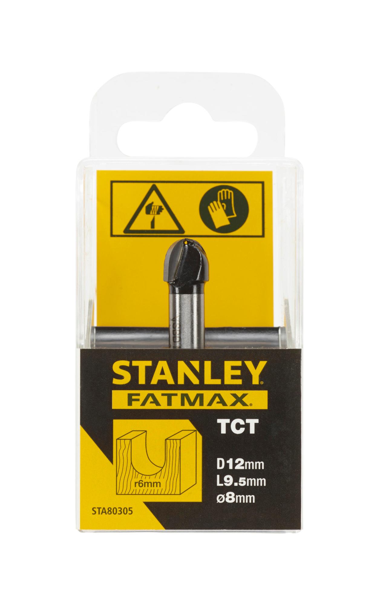 Fréza do dreva drážkovacia vypuklá na drážky s obl. koncom TCT/HM R6xpr.12x95,mm,stopka pr.8mm FATMAX STA80305