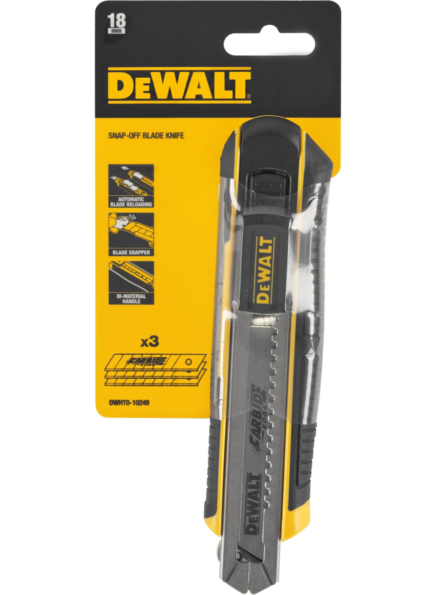 Nôž plastový odlamovací 18mm +3 karbidové čepele DEWALT DWHT0-10249